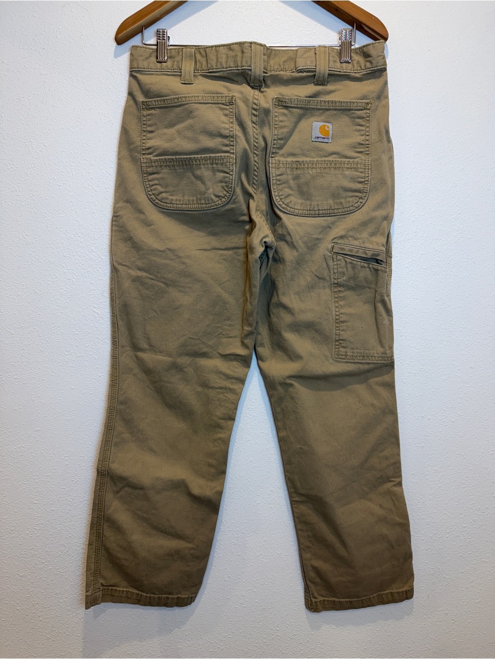 Men's Khaki Carhart Relaxed Fit 32x30 Pants Beige - Picture 2 of 4